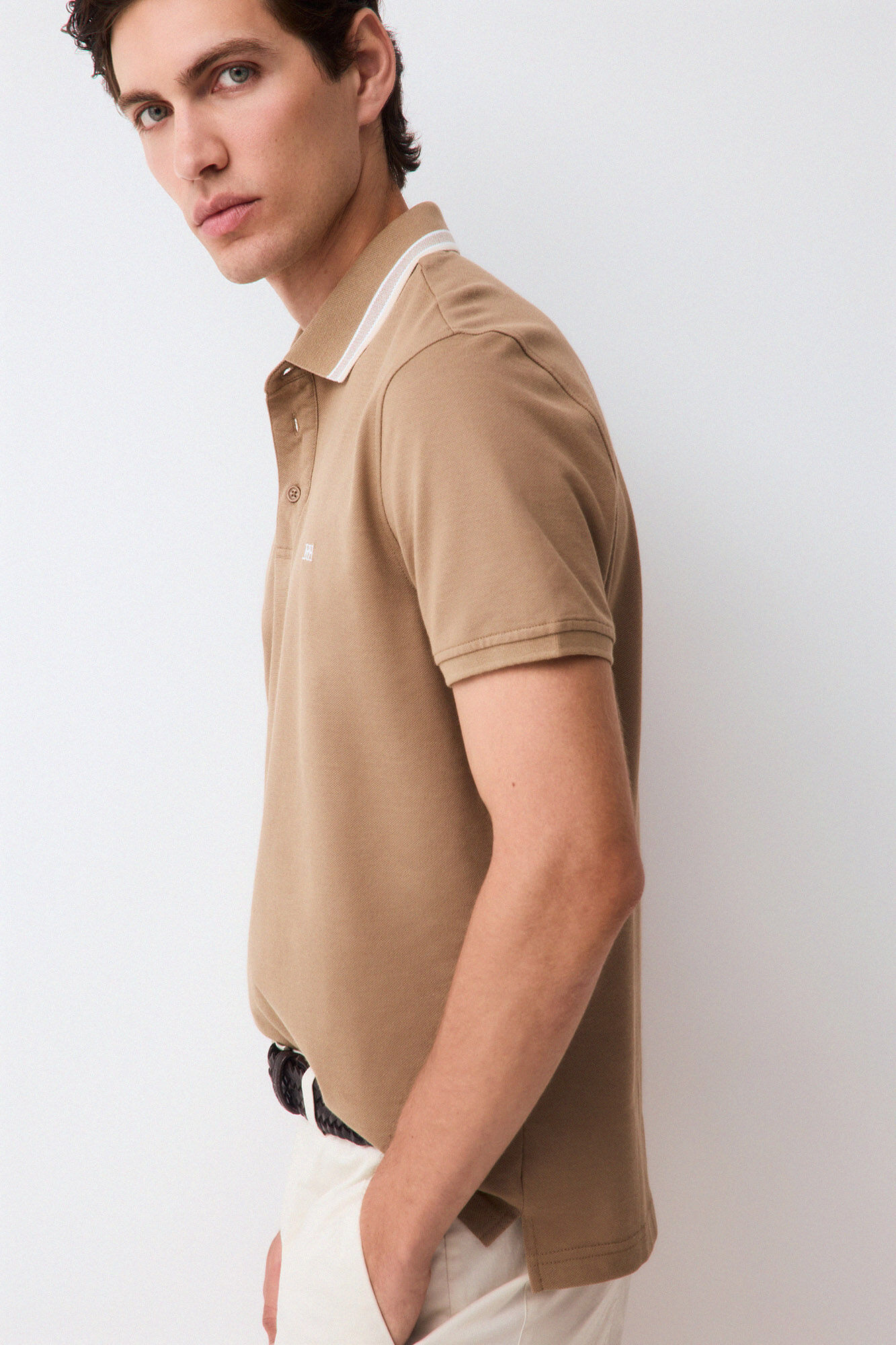 Pedro del Hierro Fancy collared polo shirt Beige