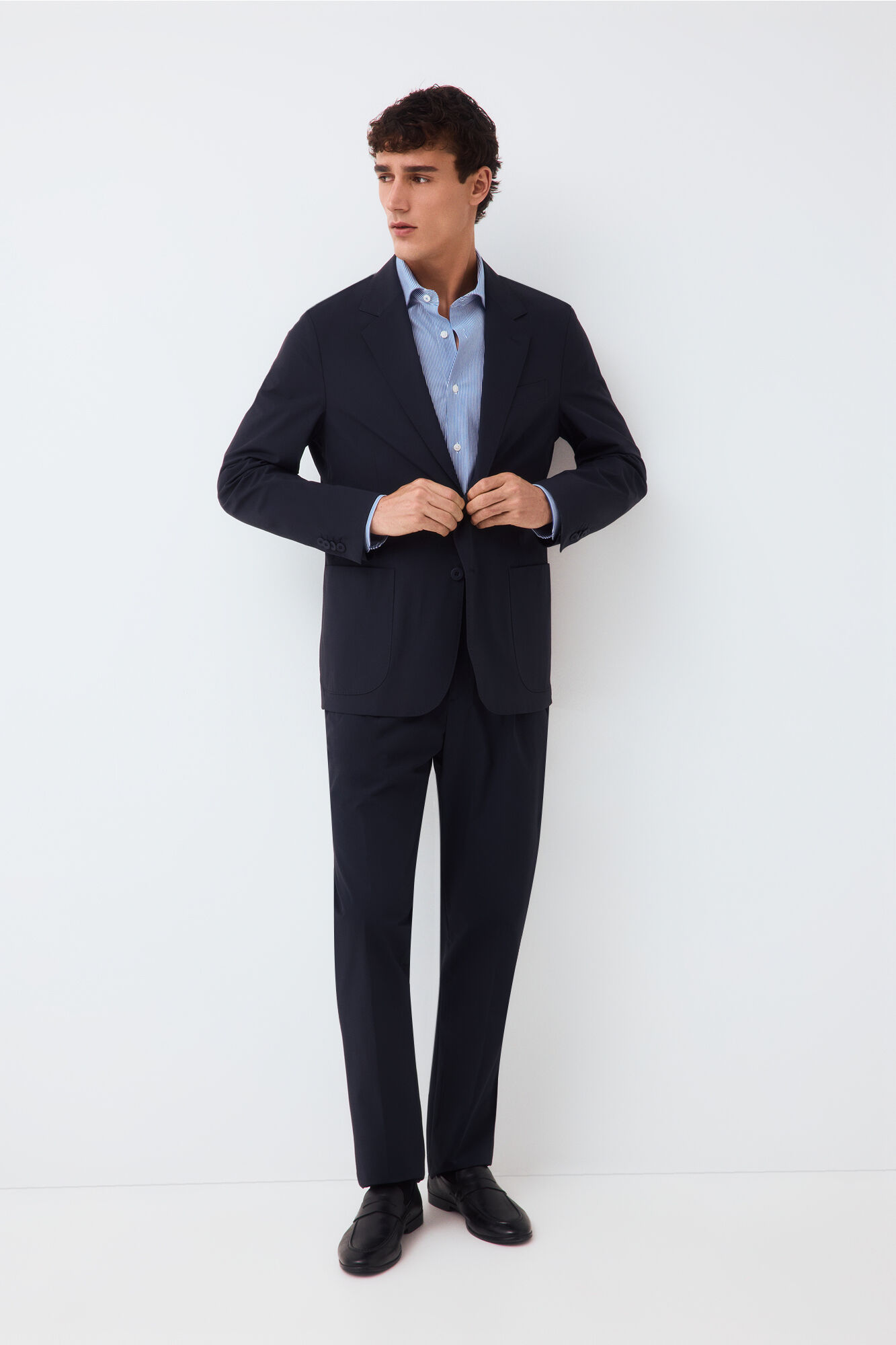 Pedro del Hierro Technical coordinated suit blazer Blue