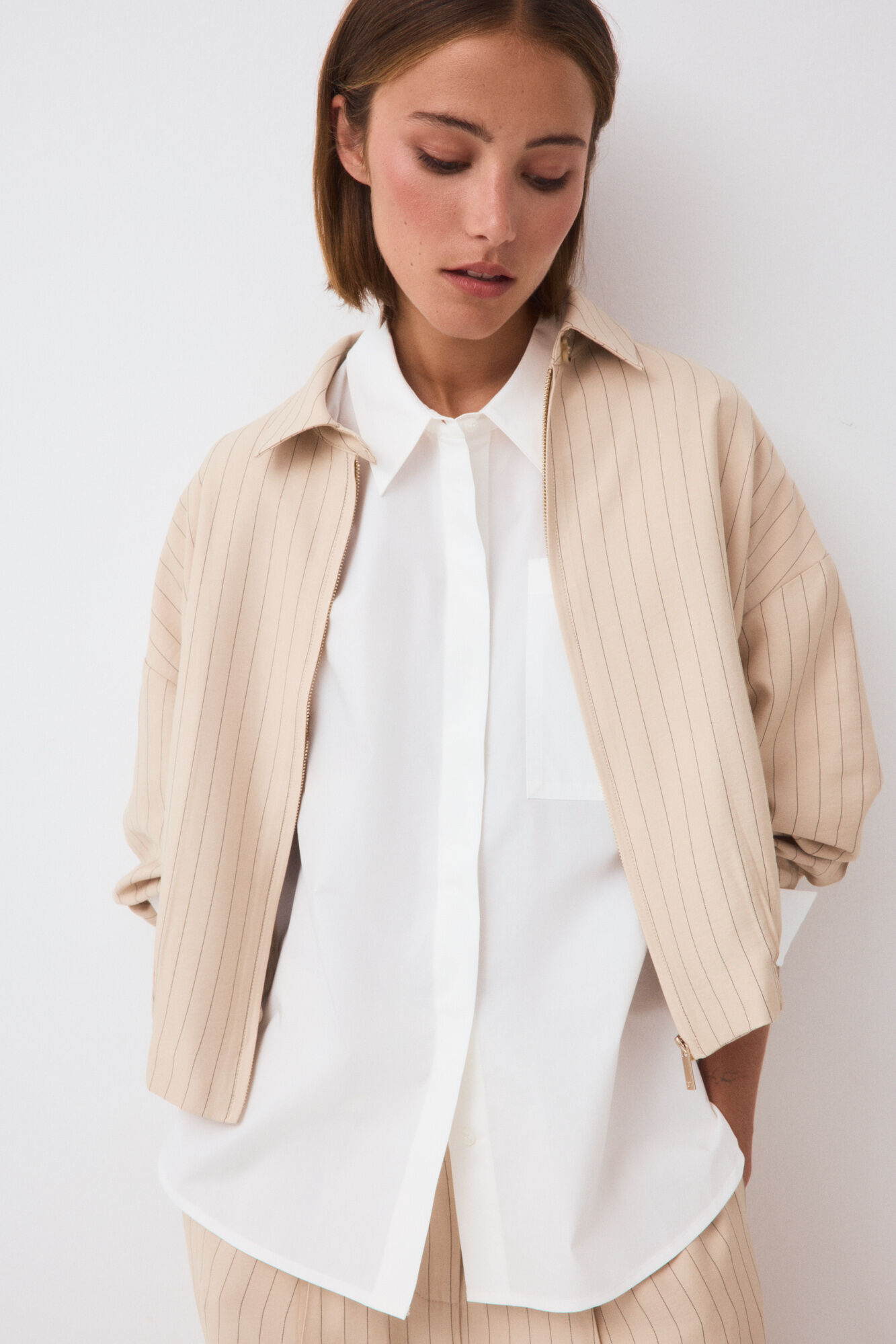 Pedro del Hierro Camisa folgada lisa Branco
