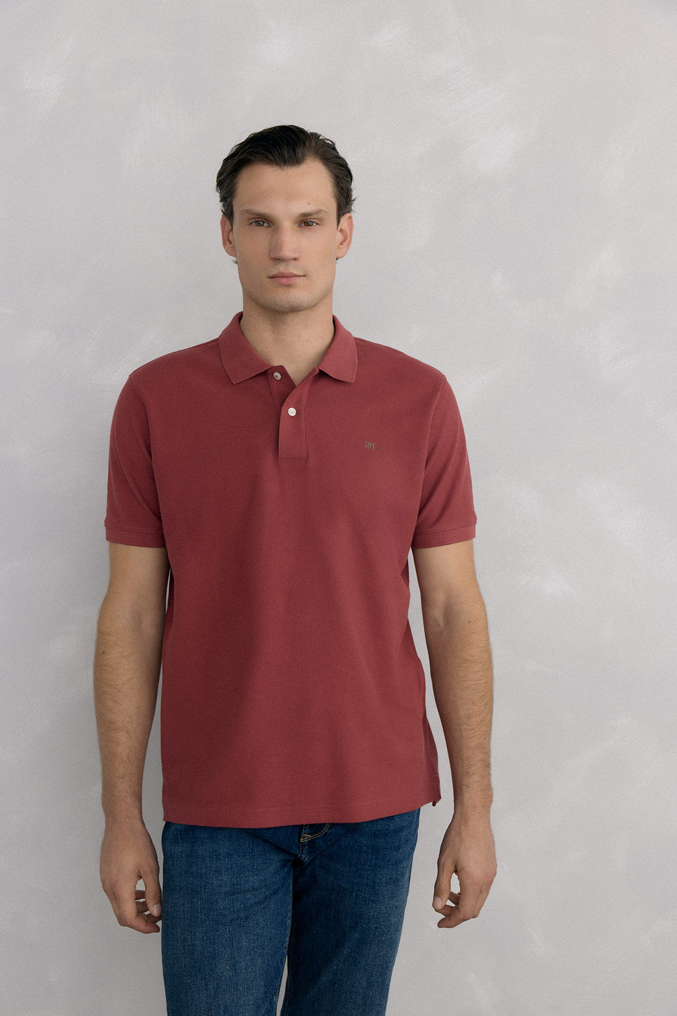 Pedro del Hierro Basic piqu&eacute; polo shirt Burgundy