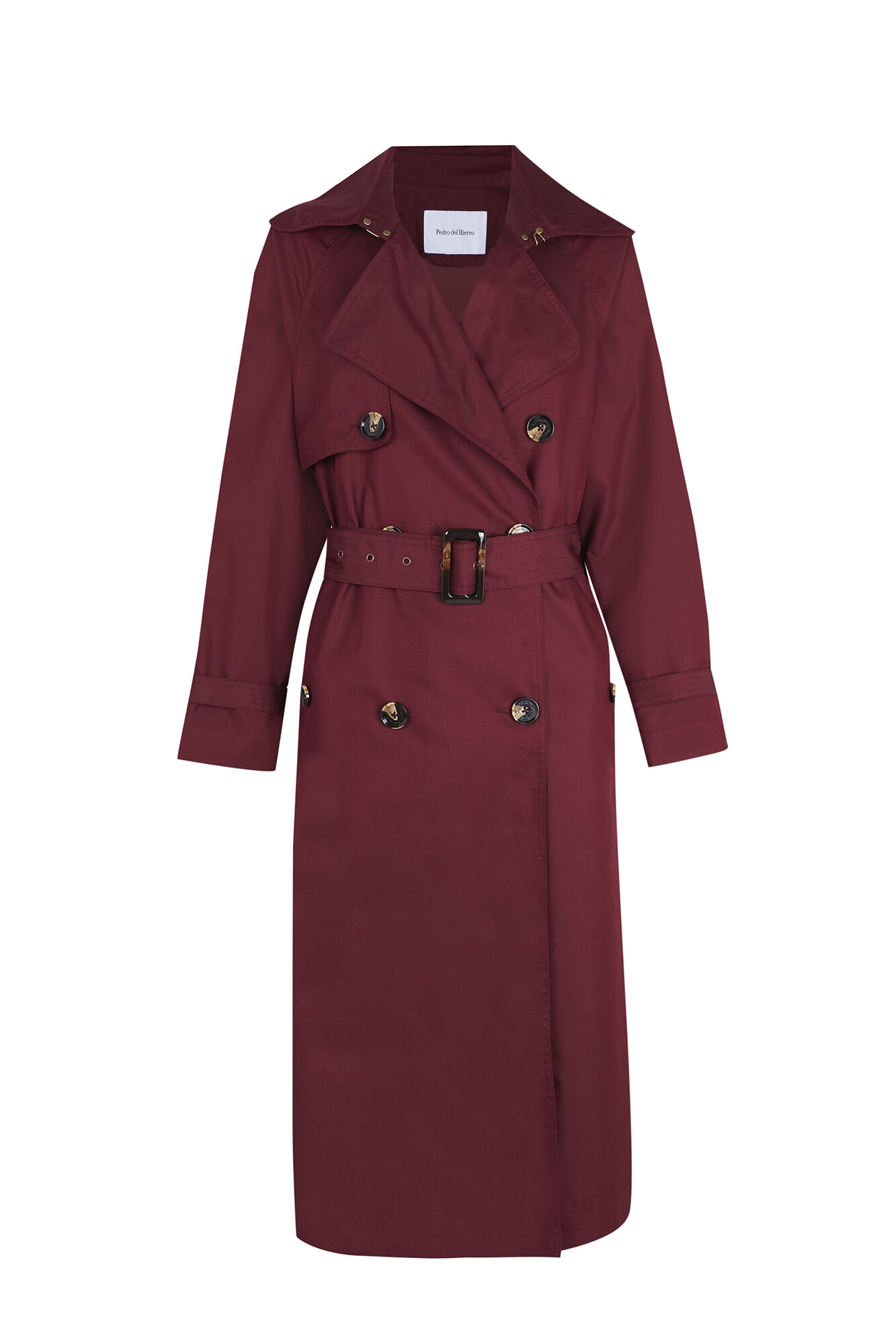 Pedro del Hierro Gabardina comprida len&ccedil;o Bordeaux