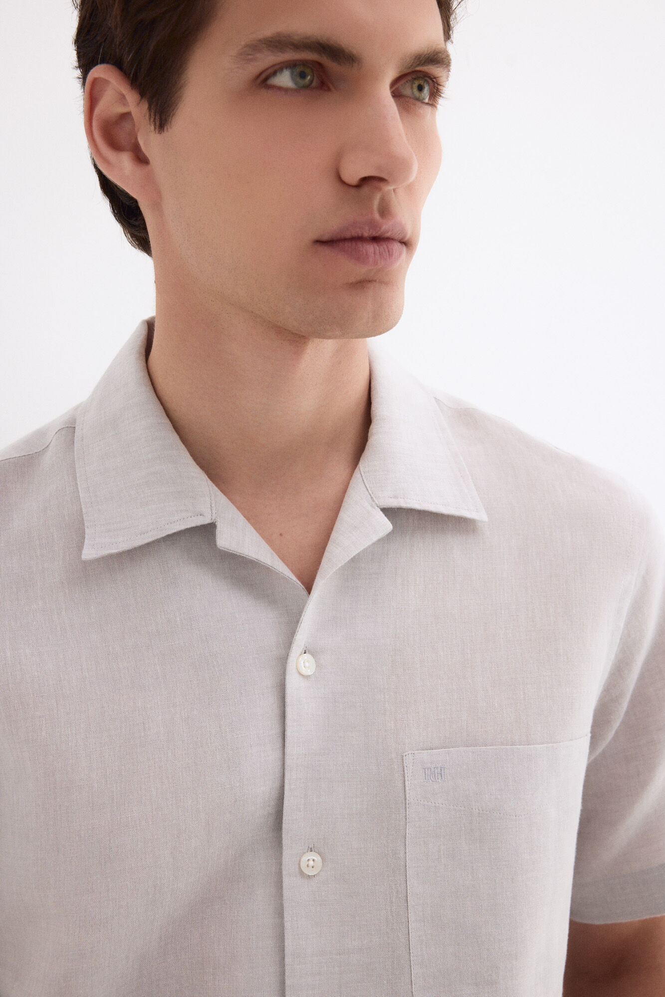 Pedro del Hierro Linen cotton short sleeve shirt Grey