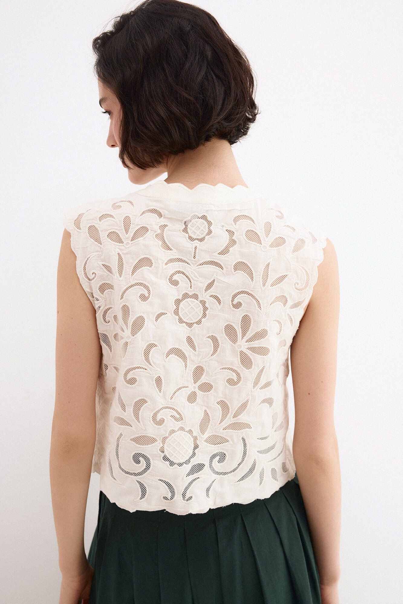 Pedro del Hierro Embroidered gilet White