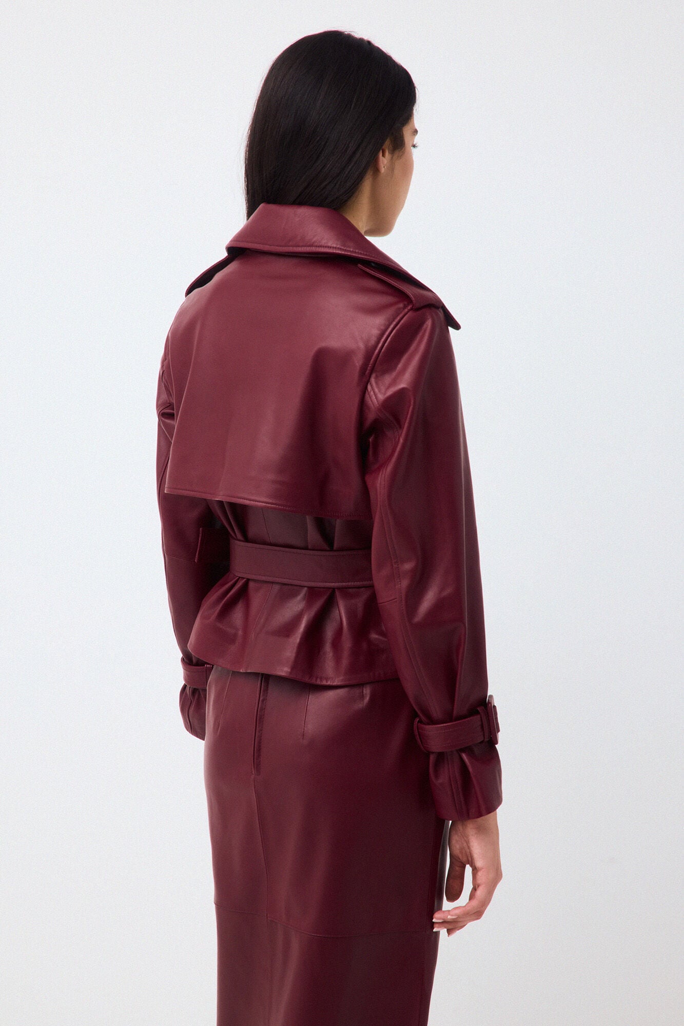 Pedro del Hierro Trench curto de camur&ccedil;a Vermelho