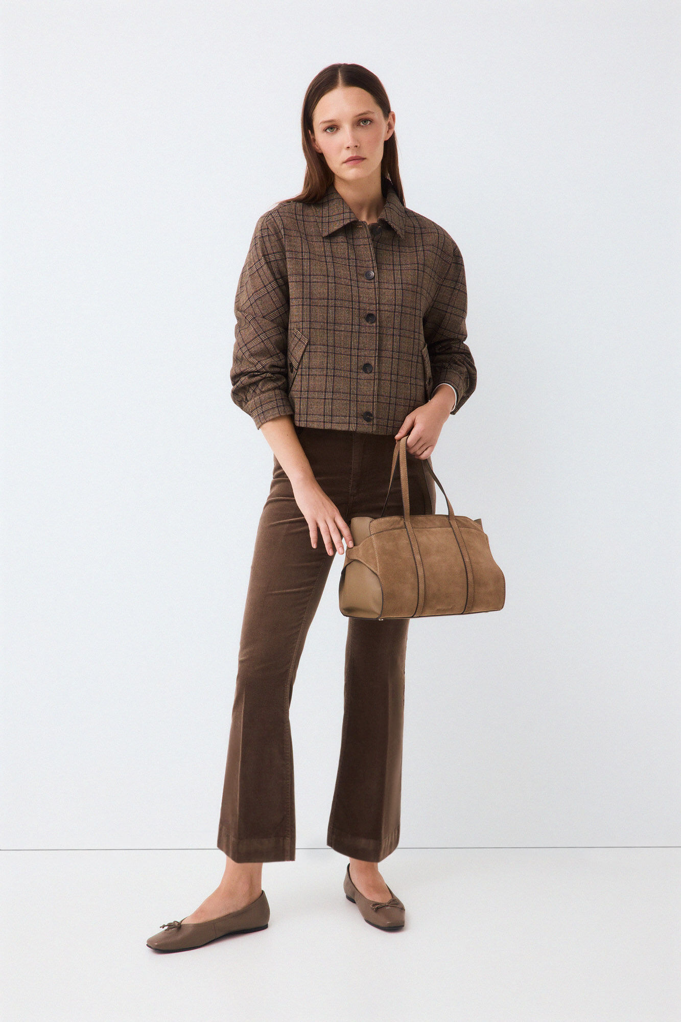 Pedro del Hierro Bomber em padr&atilde;o xadrez Harris Marrom