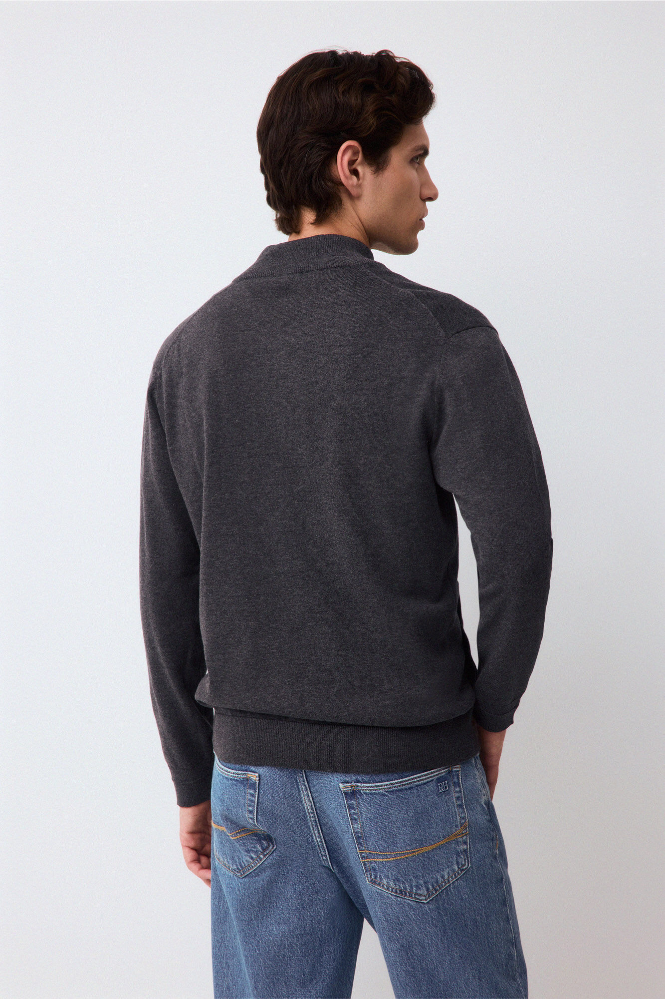 Pedro del Hierro Fine premium cotton zip fastening cardigan Grey
