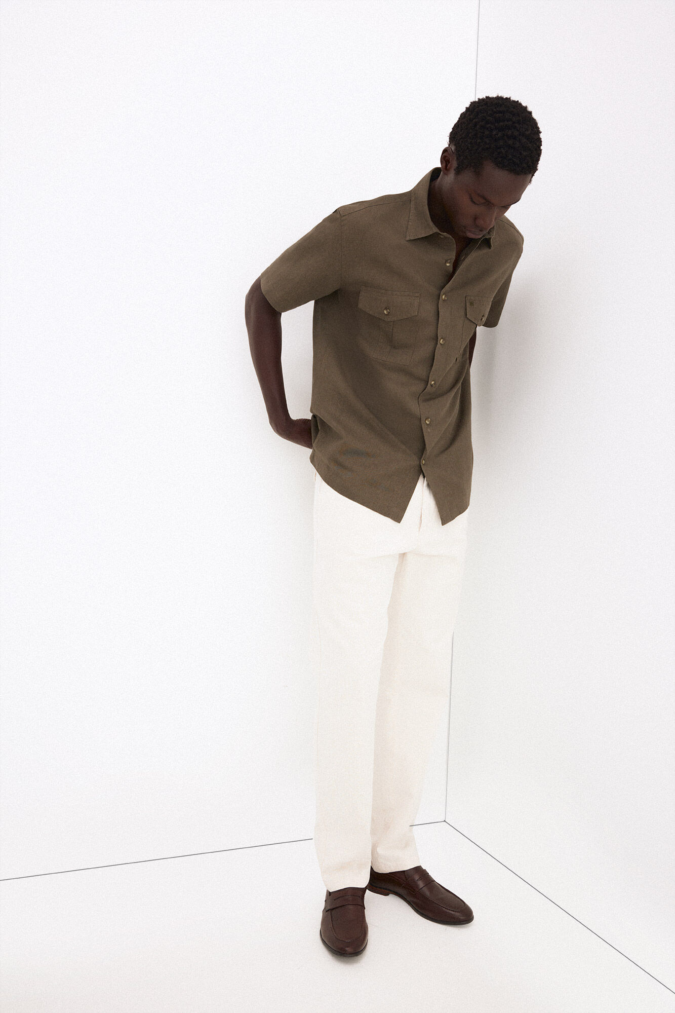 Pedro del Hierro Linen short sleeve pocket shirt
