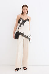 Pedro del Hierro Wide leg trousers Ecru