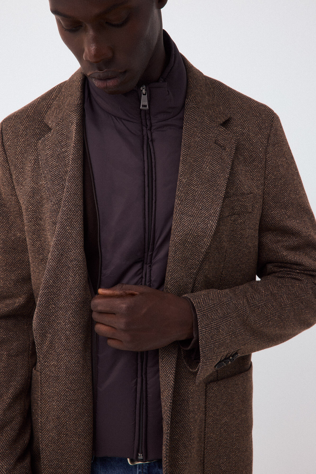 Pedro del Hierro Blazer em malha espiga Marrom