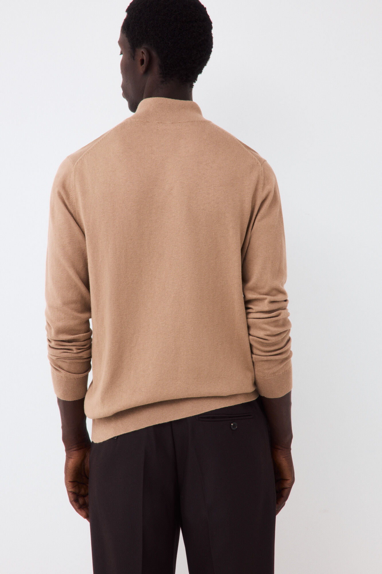 Pedro del Hierro Camisola de malha premium em algod&atilde;o, seda e caxemira Beige