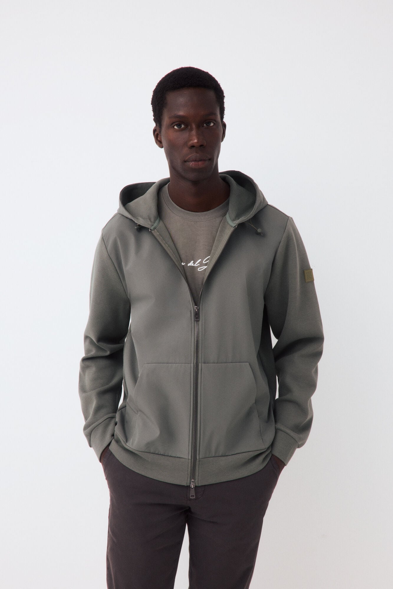 Pedro del Hierro Hooded technical cardigan