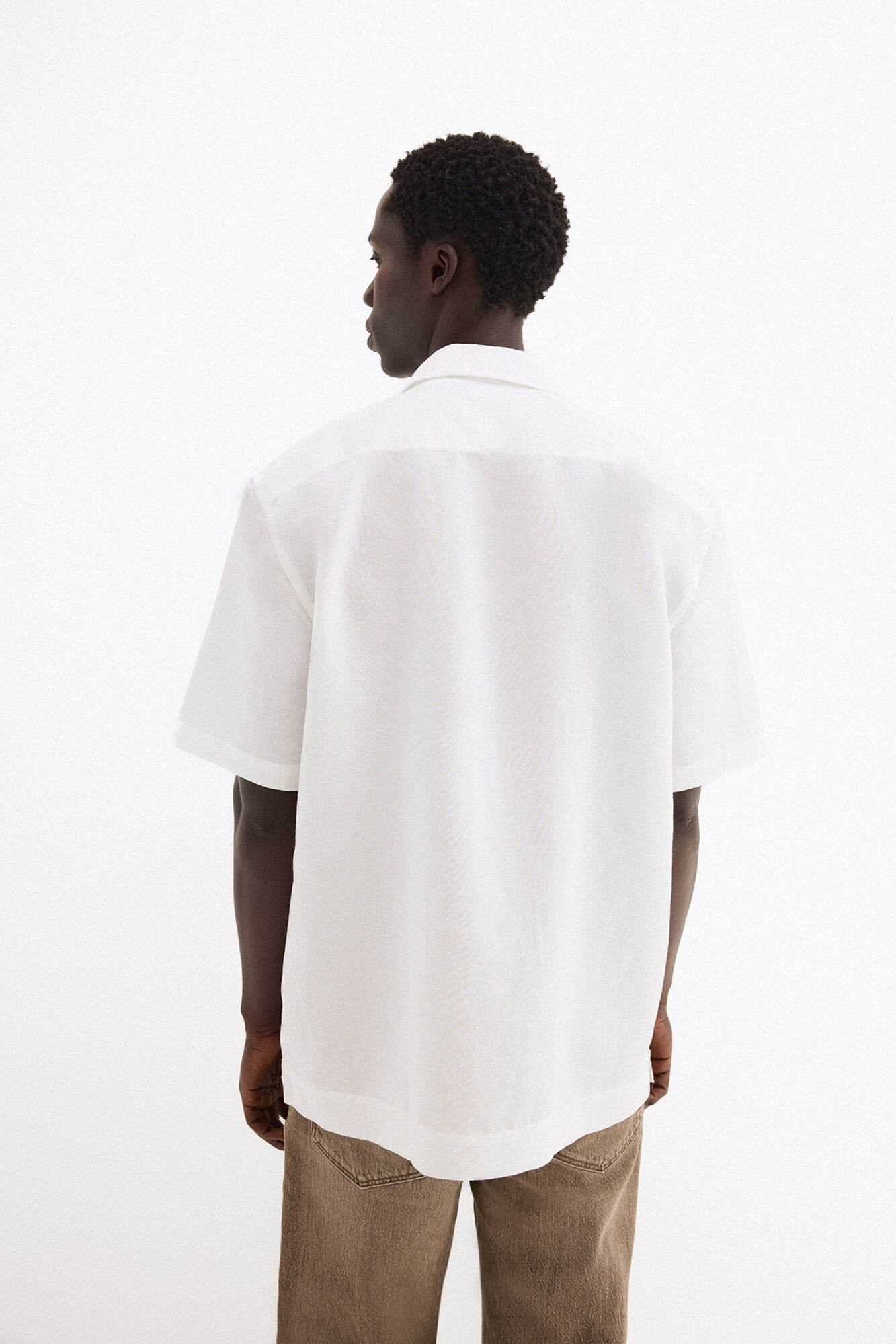Pedro del Hierro Linen short sleeve Guayabera shirt Ecru