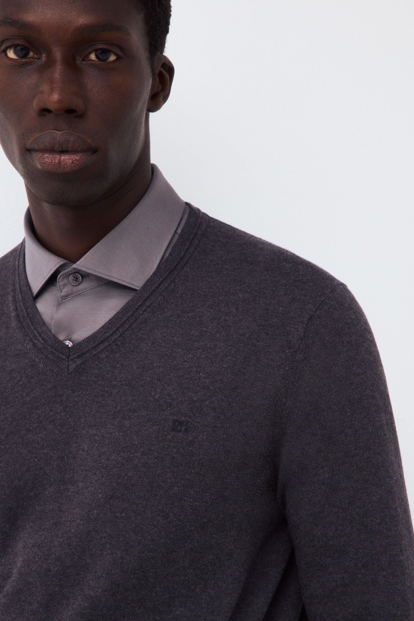 Pedro del Hierro Camisola de malha premium em algod&atilde;o, seda e caxemira Cizento