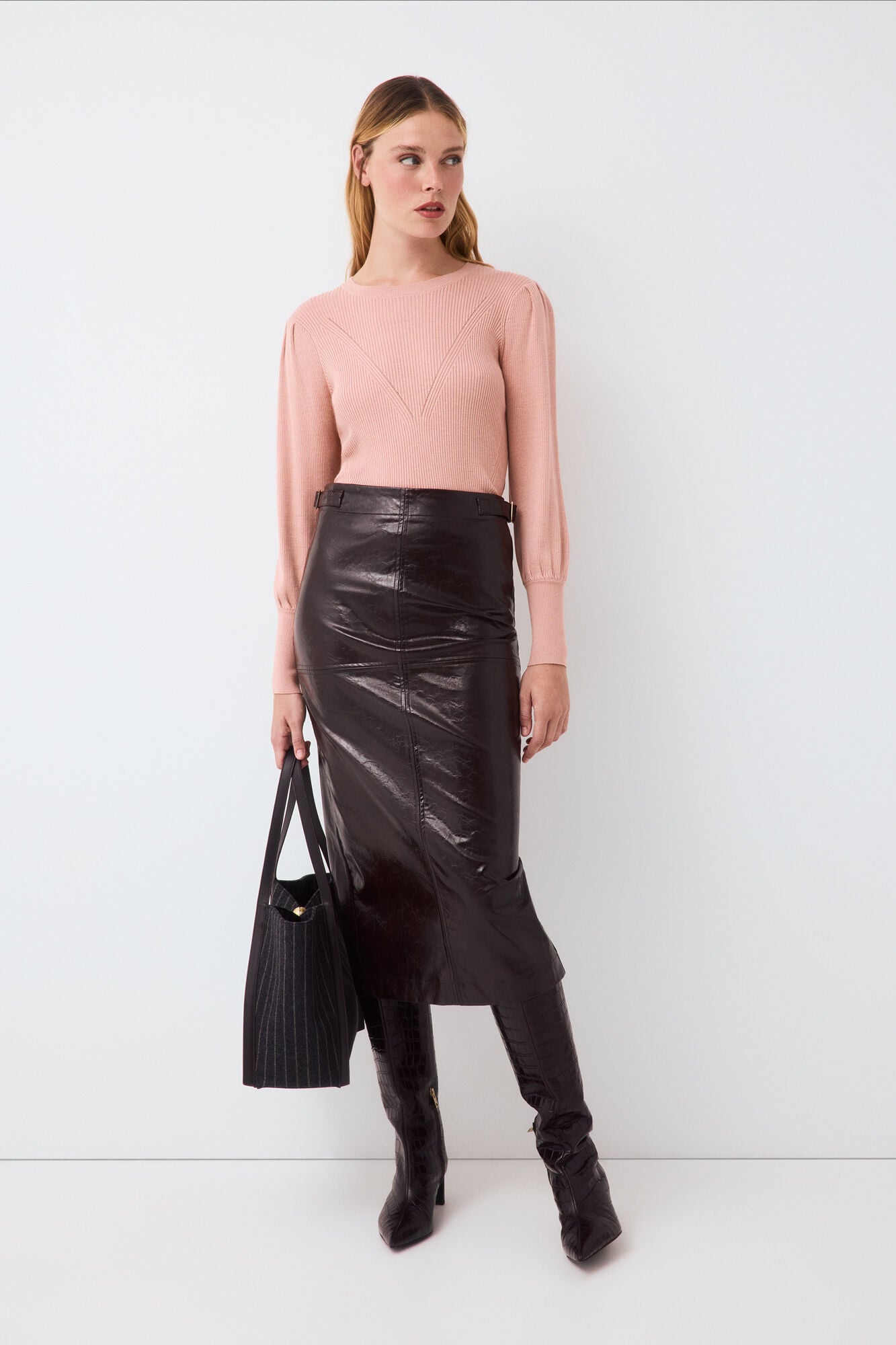 Pedro del Hierro Puffed sleeve ribbed jumper Pink