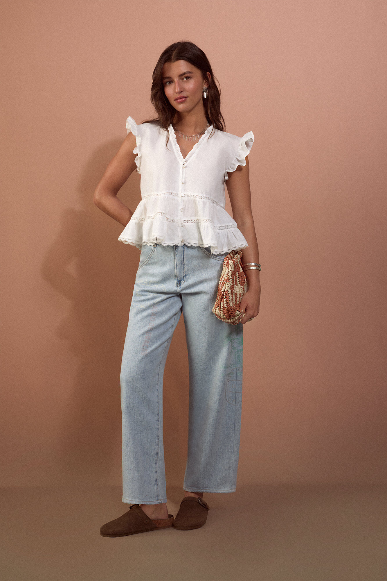 Slowlove Romantic fluid blouse Ivory