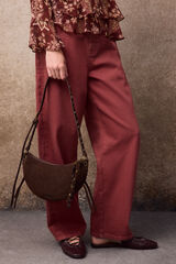 Slowlove Bolso piel media luna Marr&oacute;n