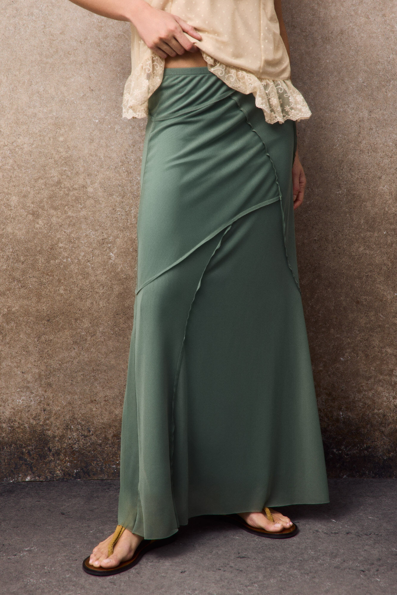 Slowlove Vestido em tule com cortes Verde