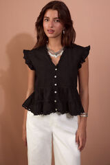 Slowlove Romantic fluid blouse Black