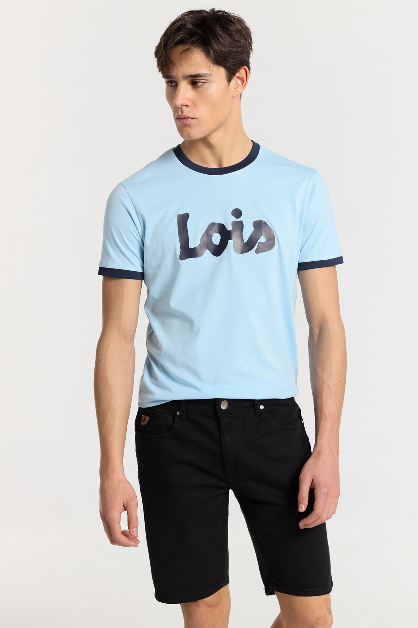 Lois Bermuda de cintura m&eacute;dia com 5 bolsos preto