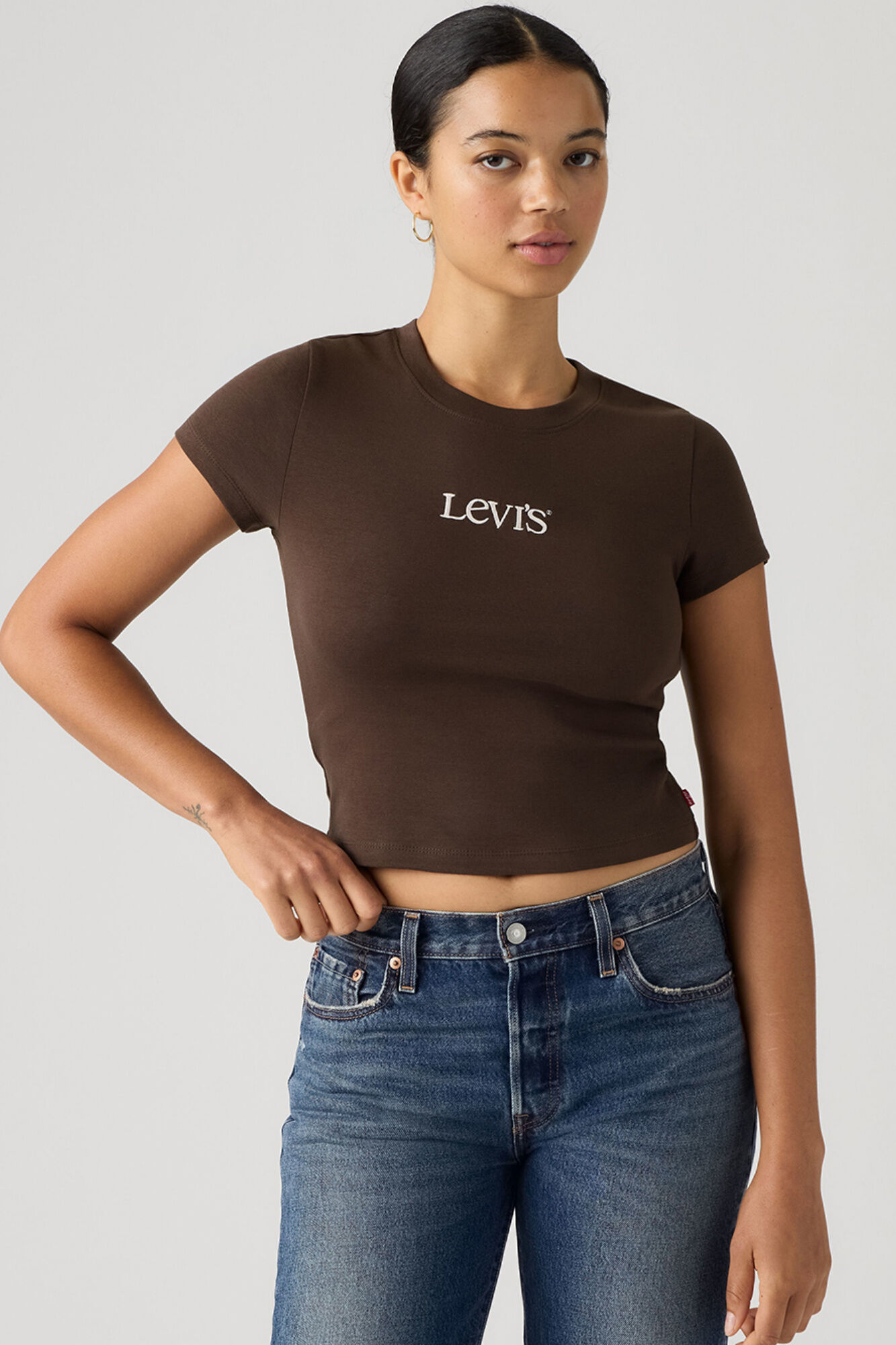Levi's Camiseta manga corta logo marr&oacute;n