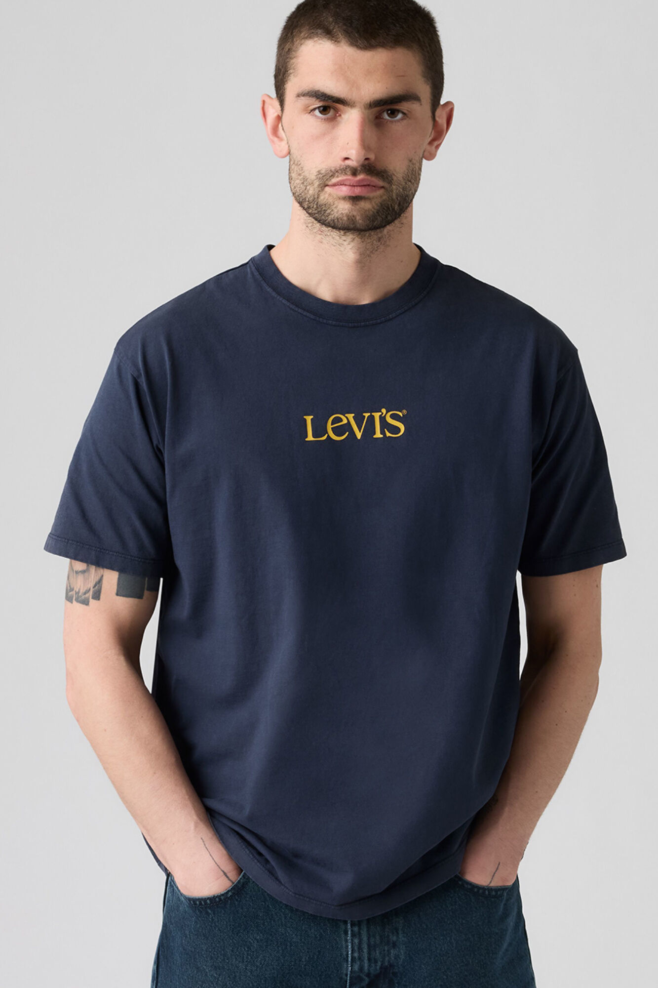 Levi's T-shirt logo manga curta azul